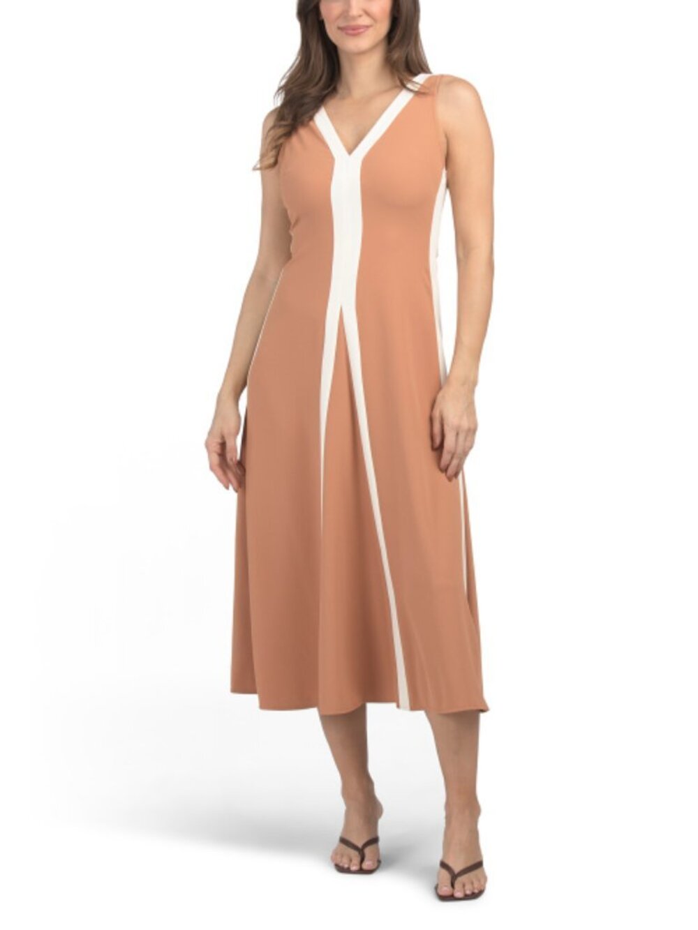 LUXELY Sleeveless Color Blocked Maxi Dress
